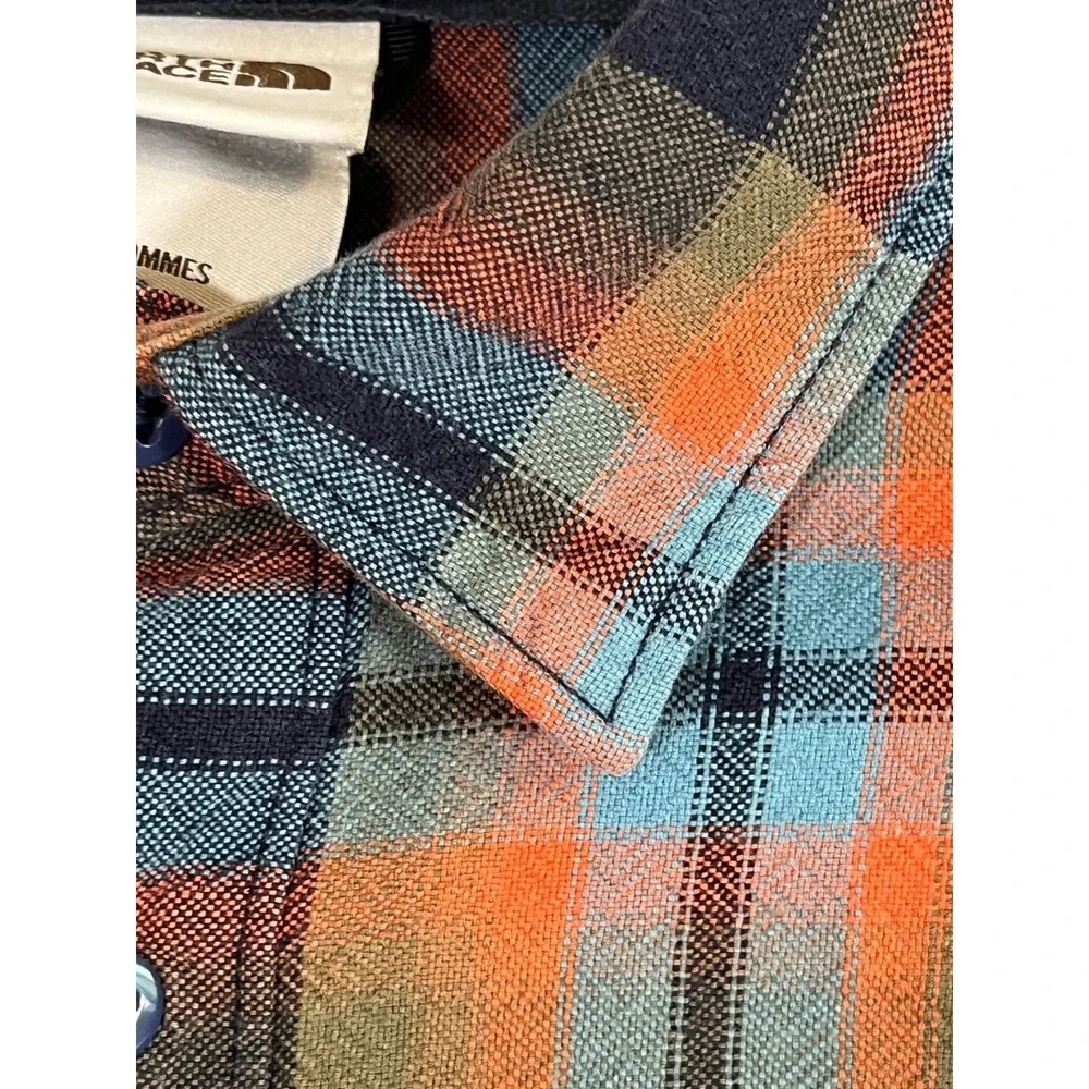 North‎ Face Flannel Check Shirt M Orange Plaid Lumberjack Outdoor Grunge Skater